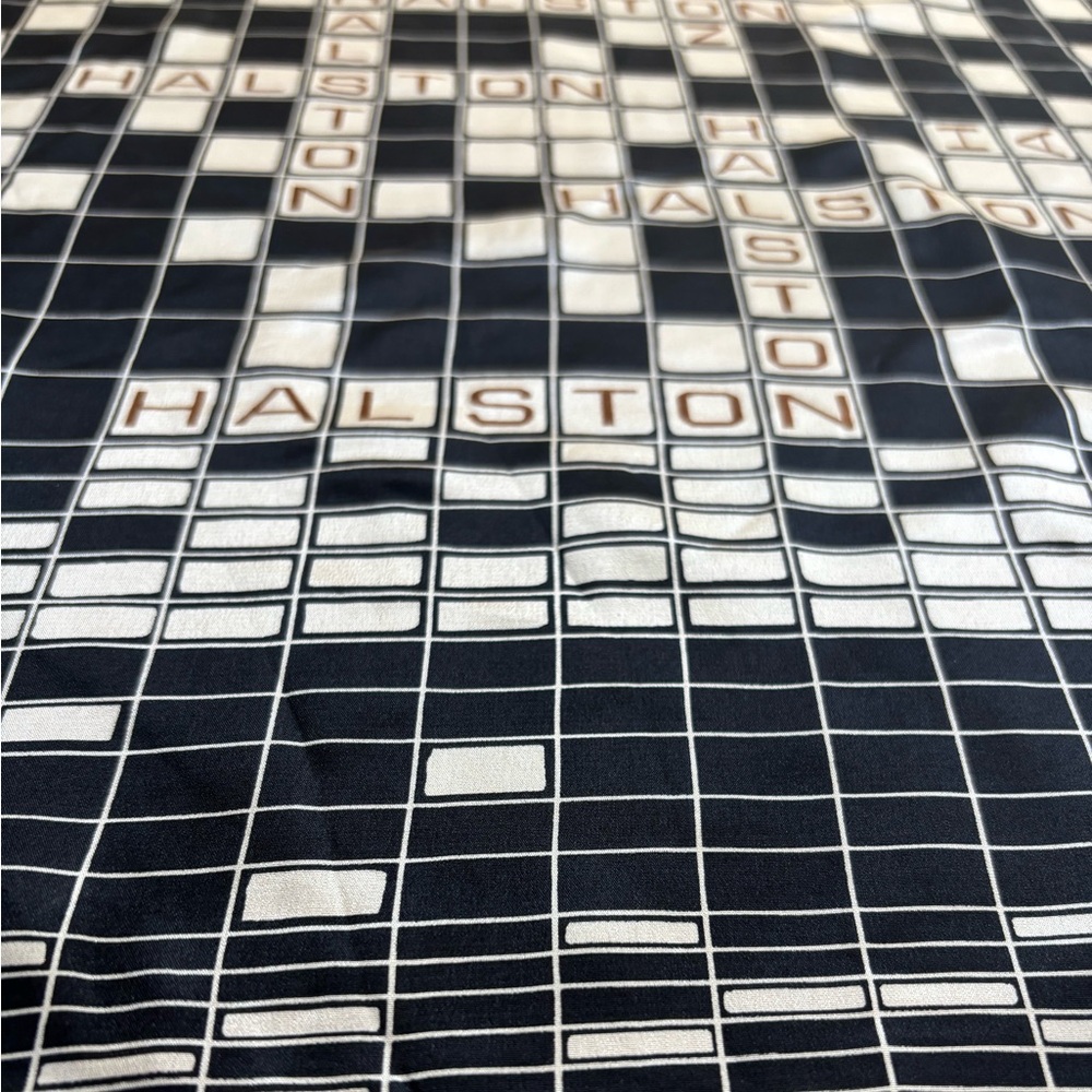 Very rare Halston Heritage crossword silk vintage Scarf